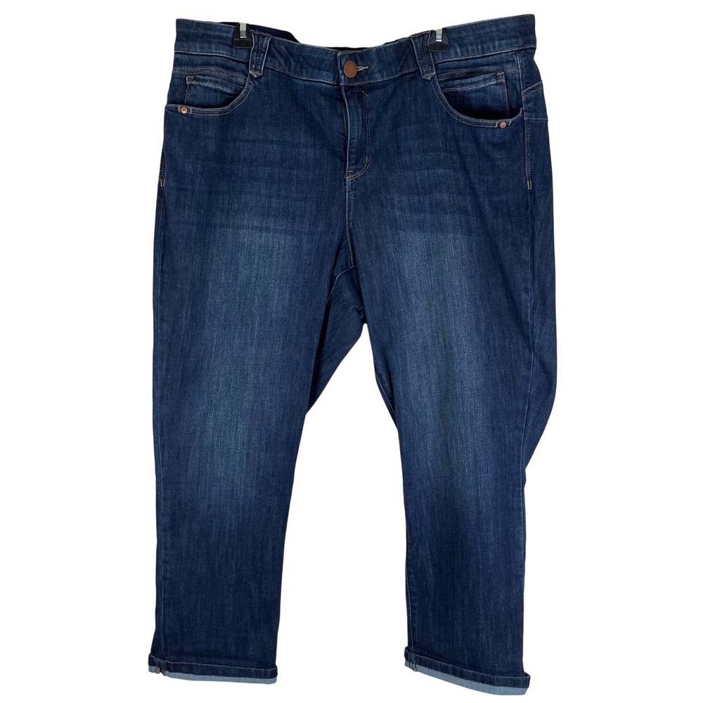 Democracy Jeans Womens 20W Blue Denim Ab Solution Cropped Capri Stretch Cuffed